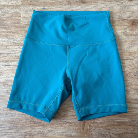 Lululemon Athletic Wunder Train High Rise Short 6” Teal Lagoon Women’s Sz 6 - Picture 1 of 7